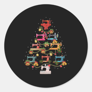 Adesivo Redondo Árvore de Natal de Máquinas de Costura