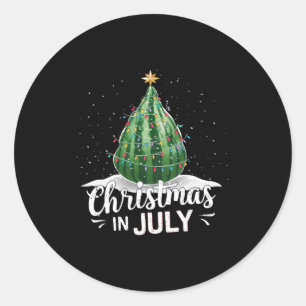 Adesivo Redondo Árvore de Natal de Melancia Natal em Julho Verão