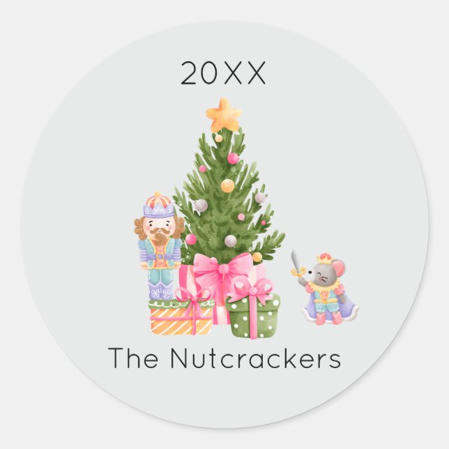 Adesivo Redondo Árvore de Natal de Noz-Cracker (Frente)