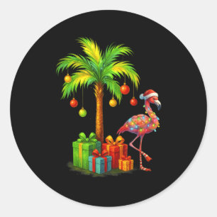 Adesivo Redondo Árvore de Natal de Palma Nk Flamingo Trocal Xmas