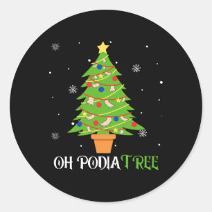 Adesivo Redondo Árvore de Natal de Podologia Podólogo Pé Médico É