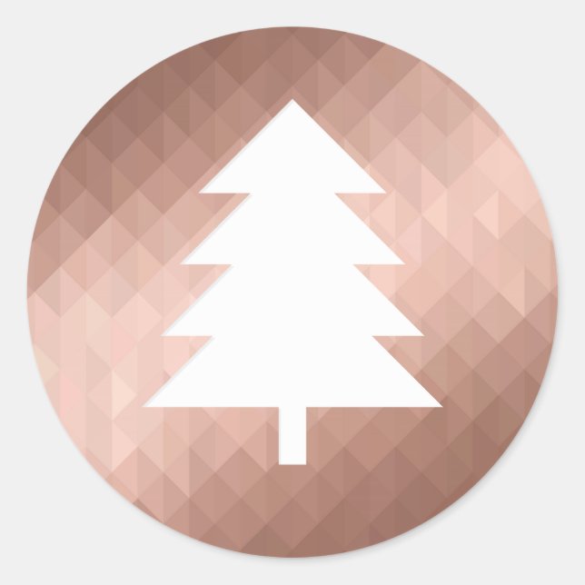 Adesivo Redondo Árvore de natal de rosa mínimo moderna (Frente)