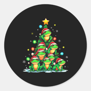 Adesivo Redondo Árvore de Natal de Sapo Engraçado Férias Saltador