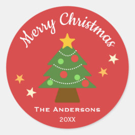 Adesivo Redondo Árvore de Natal de Starlight muito Feliz