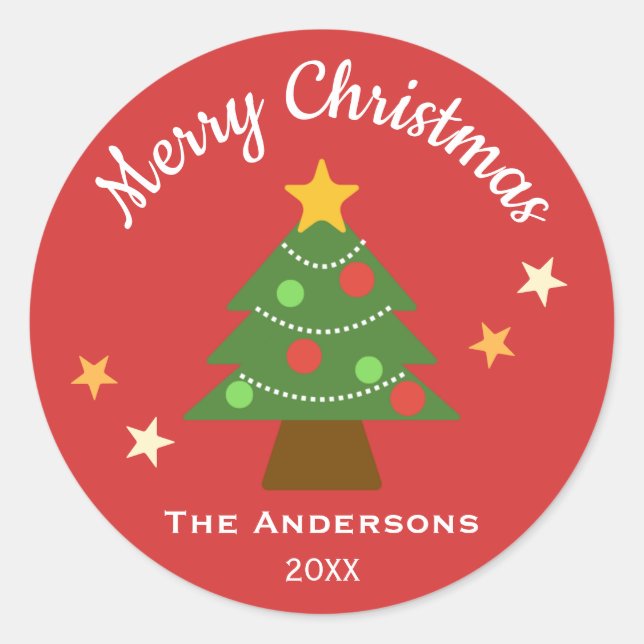 Adesivo Redondo Árvore de Natal de Starlight muito Feliz (Frente)