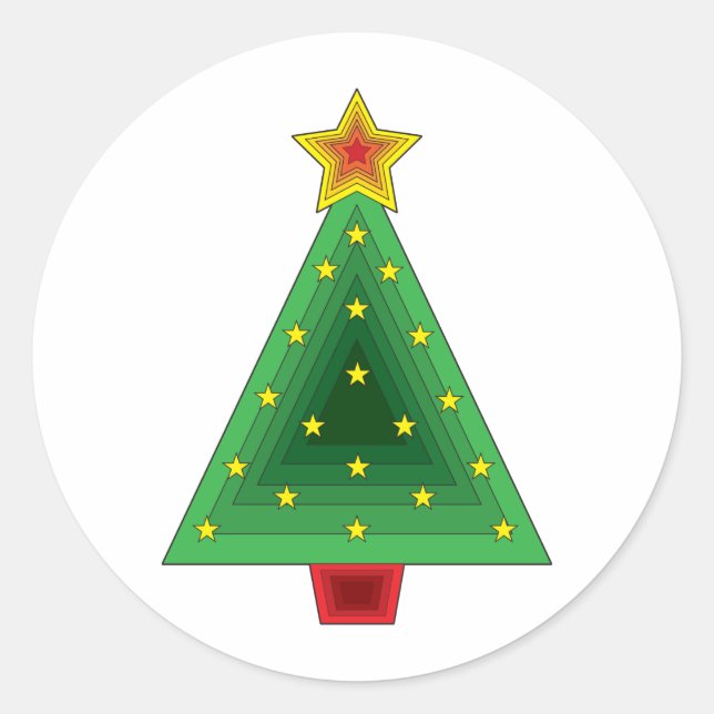 Adesivo Redondo Árvore de Natal de Triângulo (Frente)