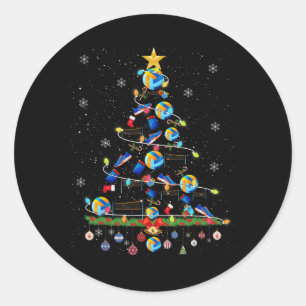 Adesivo Redondo Árvore de Natal de Voleibol Luz Engraçada Esportes