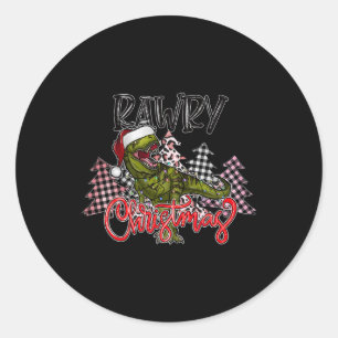 Adesivo Redondo Árvore de Natal Dinossauro Rex Pajamas Men Boas Xm
