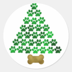 Adesivo Redondo Árvore de Natal do cão/gato
