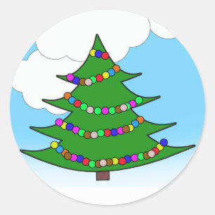 Adesivo Redondo Árvore de Natal do Cartoon