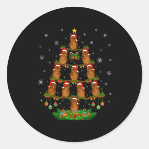 Adesivo Redondo Árvore de Natal do Groundhog Amante do Natal Engra