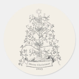 Adesivo Redondo Árvore de Natal do Mundo Antigo