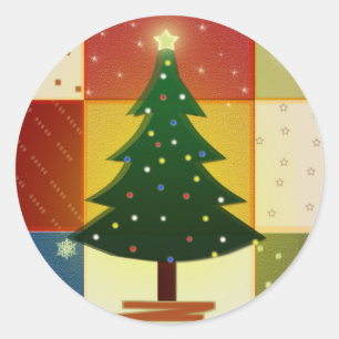 Adesivo Redondo Árvore de Natal dos retalhos