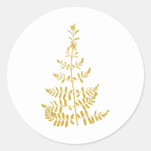 Adesivo Redondo Árvore de Natal Dourada