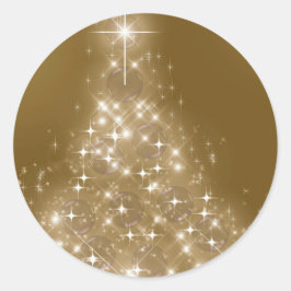 Adesivo Redondo Árvore de Natal Dourada Elegante