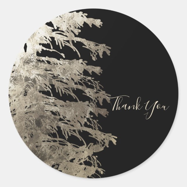 Adesivo Redondo Árvore de Natal Dourado e Preto Glam Floresta Rúst (Frente)