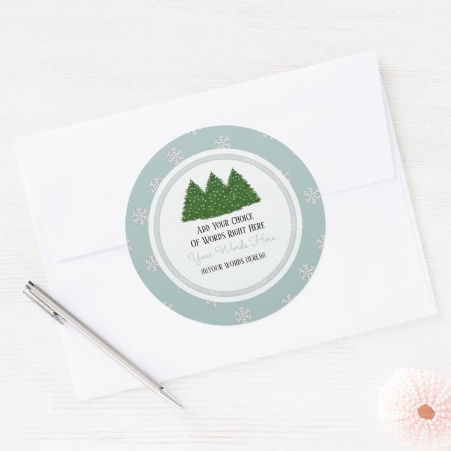 Adesivo Redondo Árvore de Natal e Floco de Neve (Envelope)