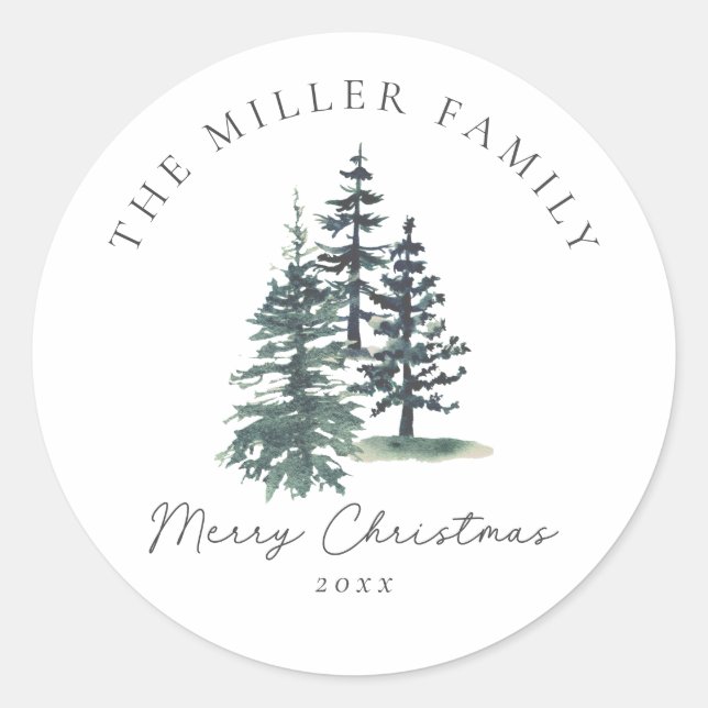 Adesivo Redondo Árvore de Natal Elegante | Pinheiro (Frente)