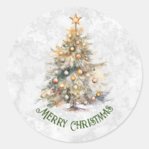 Adesivo Redondo Árvore de Natal em Aquarela