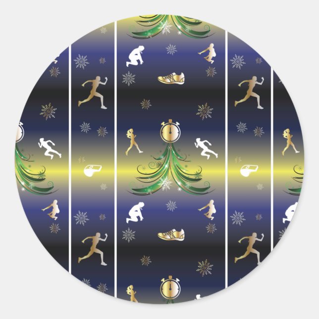 Adesivo Redondo Árvore de Natal em Pista - Raparigas Correndo (Frente)
