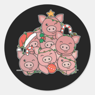 Adesivo Redondo Árvore de Natal Engraçado Natal Animal