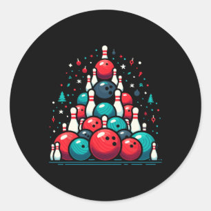 Adesivo Redondo Árvore De Natal Engraçado Para Mulheres Bowler