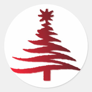 Adesivo Redondo Árvore de Natal Estêncil Vermelho