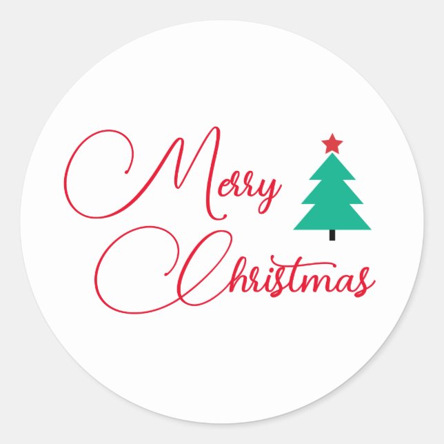 Adesivo Redondo Árvore de Natal Feliz (Frente)