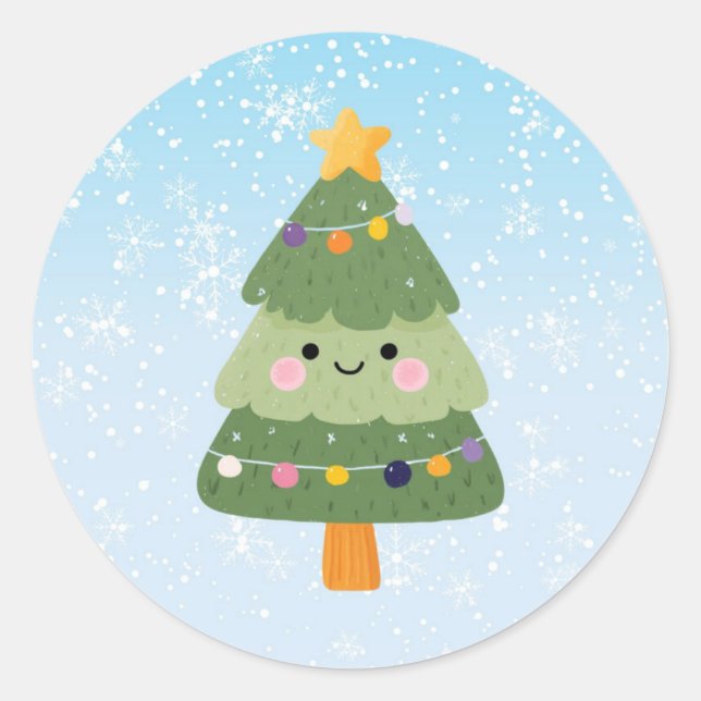 Adesivo Redondo Árvore de Natal Festiva Festiva Festiva Festiva (Frente)