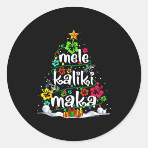 Adesivo Redondo Árvore de Natal Floral Havaiana Mele Kalikimaka Tr