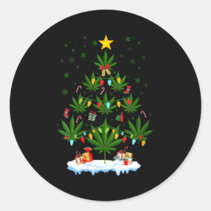 Adesivo Redondo Árvore de Natal Folha Feminina Maconha Usuário Nat
