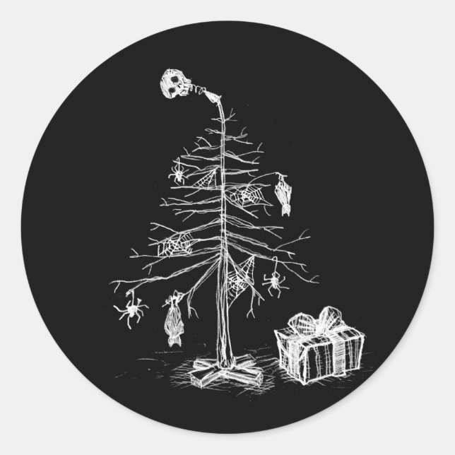 Adesivo Redondo Árvore de Natal Gótica (Frente)