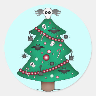 Adesivo Redondo Árvore de Natal Gótica