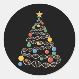 Adesivo Redondo Árvore de Natal Hélice de DNA Cientista Biologia C