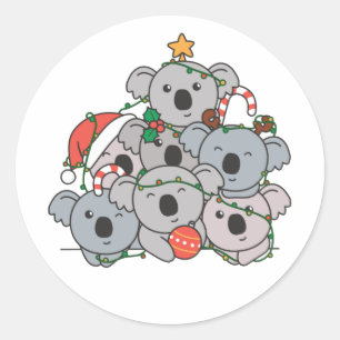 Adesivo Redondo Árvore de Natal Koala — Natal Engraçado — Natal