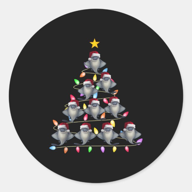 Adesivo Redondo Árvore de Natal Luzes Homens Papais noeis Mulheres (Frente)