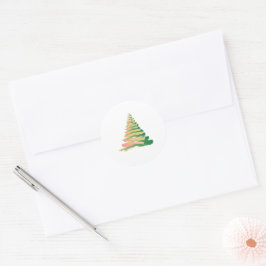 Adesivo Redondo Árvore de Natal Minimalista com Pinceladas