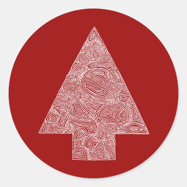 Adesivo Redondo Árvore de Natal Moderna (Frente)