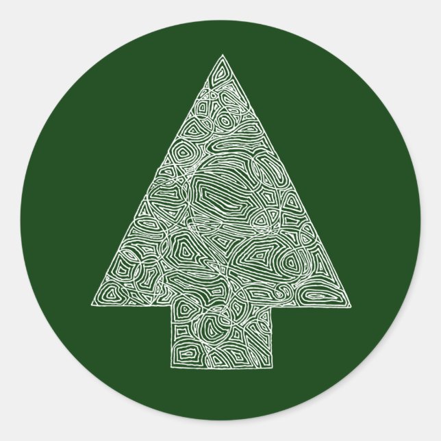 Adesivo Redondo Árvore de Natal Moderna (Frente)