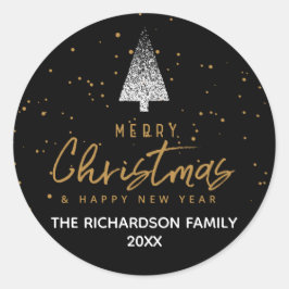 Adesivo Redondo Árvore de Natal Moderna em Branco