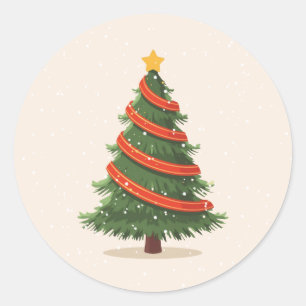 Adesivo Redondo Árvore de Natal, Natal, Minimalista