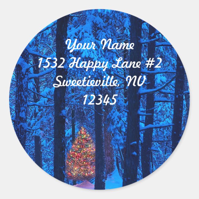 Adesivo Redondo Árvore de Natal no Palito de Morada (Frente)