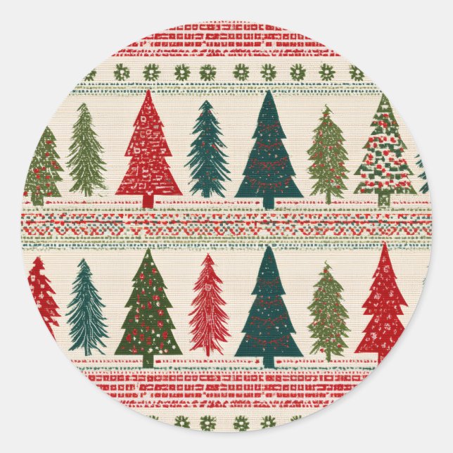 Adesivo Redondo Árvore de Natal Padrão (Frente)