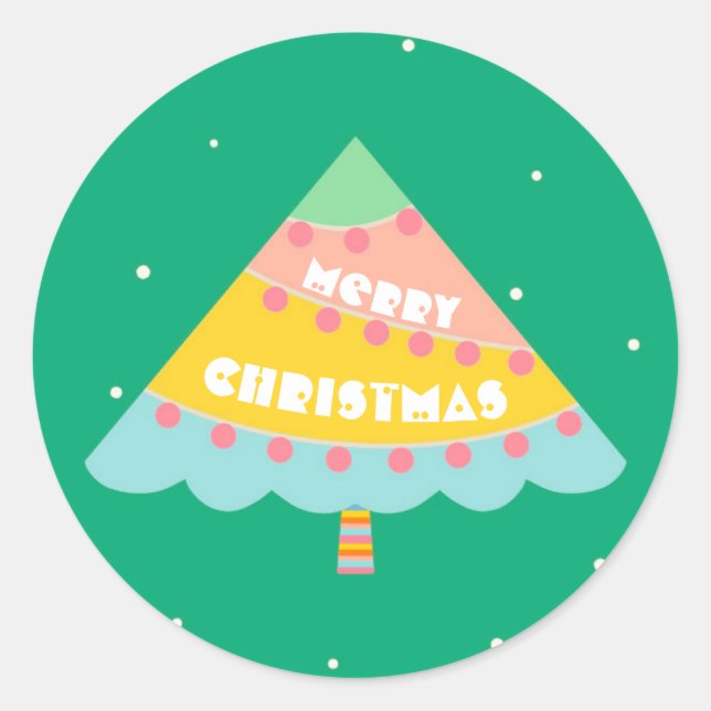 Adesivo Redondo Árvore de Natal Personalizada (Frente)