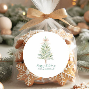 Adesivo Redondo Árvore de Natal Personalizada Elegante