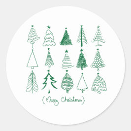 Adesivo Redondo Árvore de Natal Pintada – Decoração da Temporada d