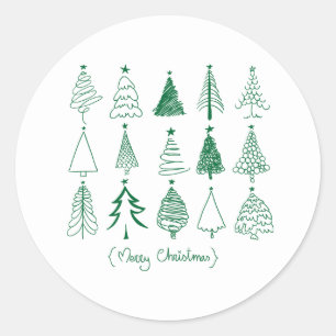 Adesivo Redondo Árvore de Natal Pintada – Decoração da Temporada d
