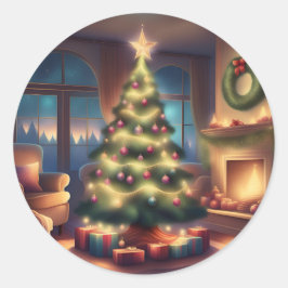 Adesivo Redondo Árvore de Natal quente