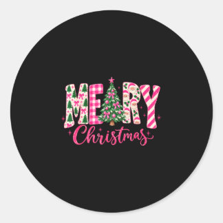 Adesivo Redondo Árvore de Natal rosa fofa para meninas