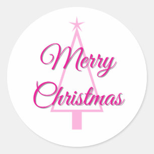 Adesivo Redondo Árvore de Natal Rosa Pastel